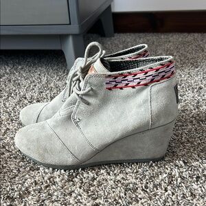 Tom’s Gray Wedge Ankle Boots